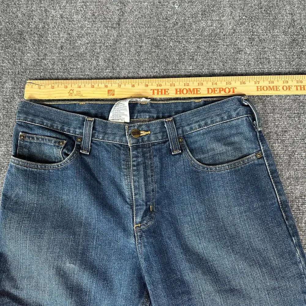 Carhartt B15 Mens 32x32 Relaxed Fit Blue Denim Jeans Workwear Straight Leg USA